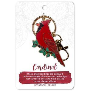 Cardinal Bird Enamel Keychain with Key Clip - Nature & Wildlife Accessory‎